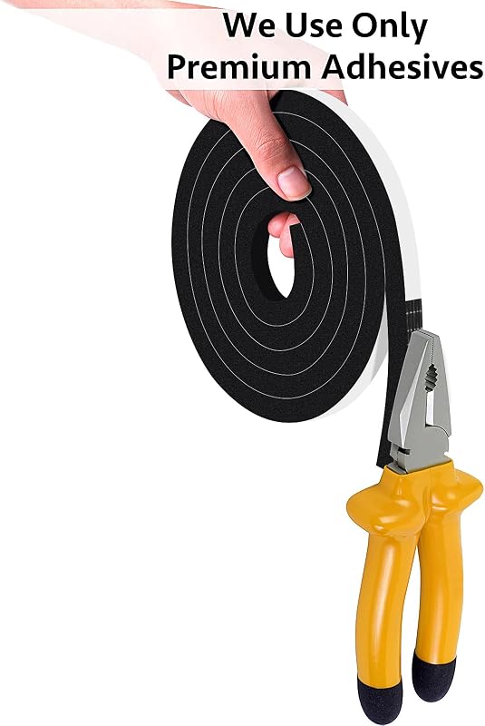 YIMIKI Öntapadós Habszalag 12x6mm Tömítőszalag 10m Ajtó Ablak Hangszigetelés - 12 x 6mm x 10M, Black