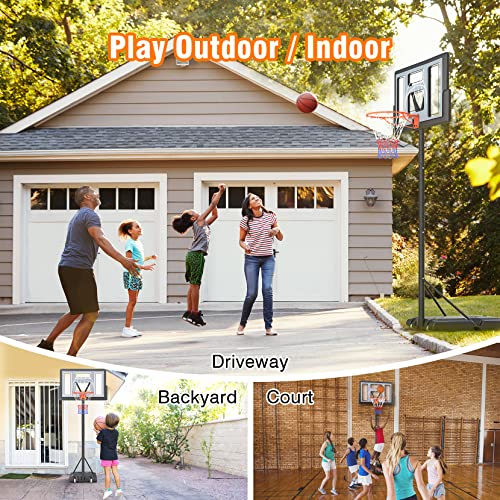 Yohood Basketball Hoop Outdoor 10Ft Adjustable, Portable Basketball Hoop Goal System For Kids Youth And Adults In Backyard/Driveway/Indoor, 44 Inch Shatterproof Backboard #TOP1