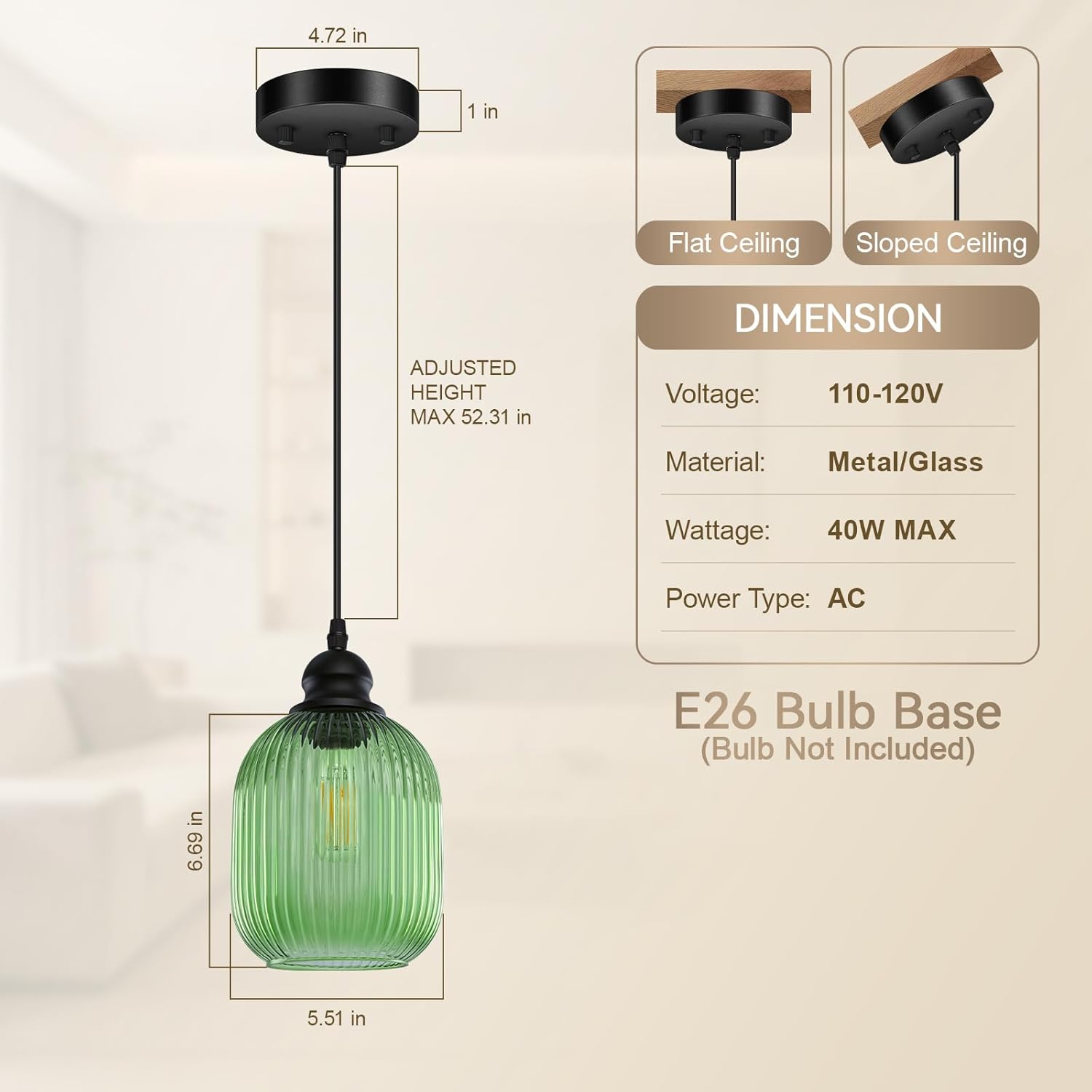 BoostArea Modern Pendant Light Fixtures, Industrial Hanging Ceiling Lamp with Clear Glass Shade, Farmhouse Black Pendant Lighting for Kitchen Island Decor Living Room Hallway Bedroom Dining（2 Pack）