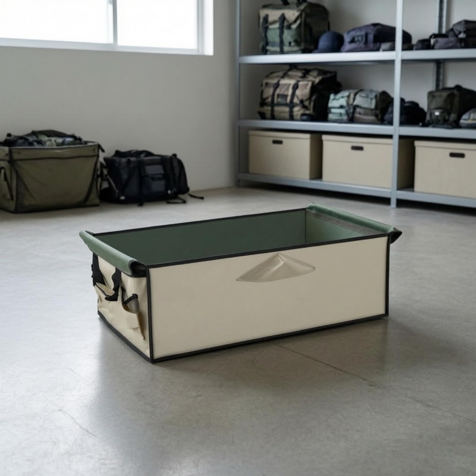 Carrello Pieghevole con Struttura in Metallo Antistrappo Interno Oxford 600D Rivestimento per Campeggiatori, Pesca, Giardinaggio, Beige, Style to 11