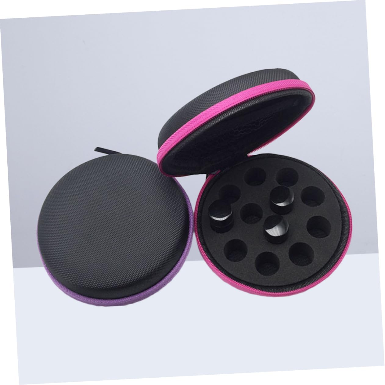 Housoutil 4pcs Bag Portable Round Storage Case for Essential Oils Shockproof Easy to Carry Random Color for Travel Home Use