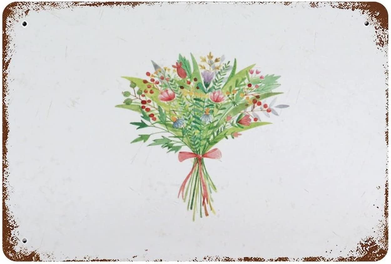 rayprint Floral Bouquet Metal Aluminum Sign Retro Garden Decor Wall Decor for Bathroom Coffee Shop Decor Bar Man Cave Garage Vintage Poster Mother's Day Father's Day Plaque Aluminum Sign 8"x12"