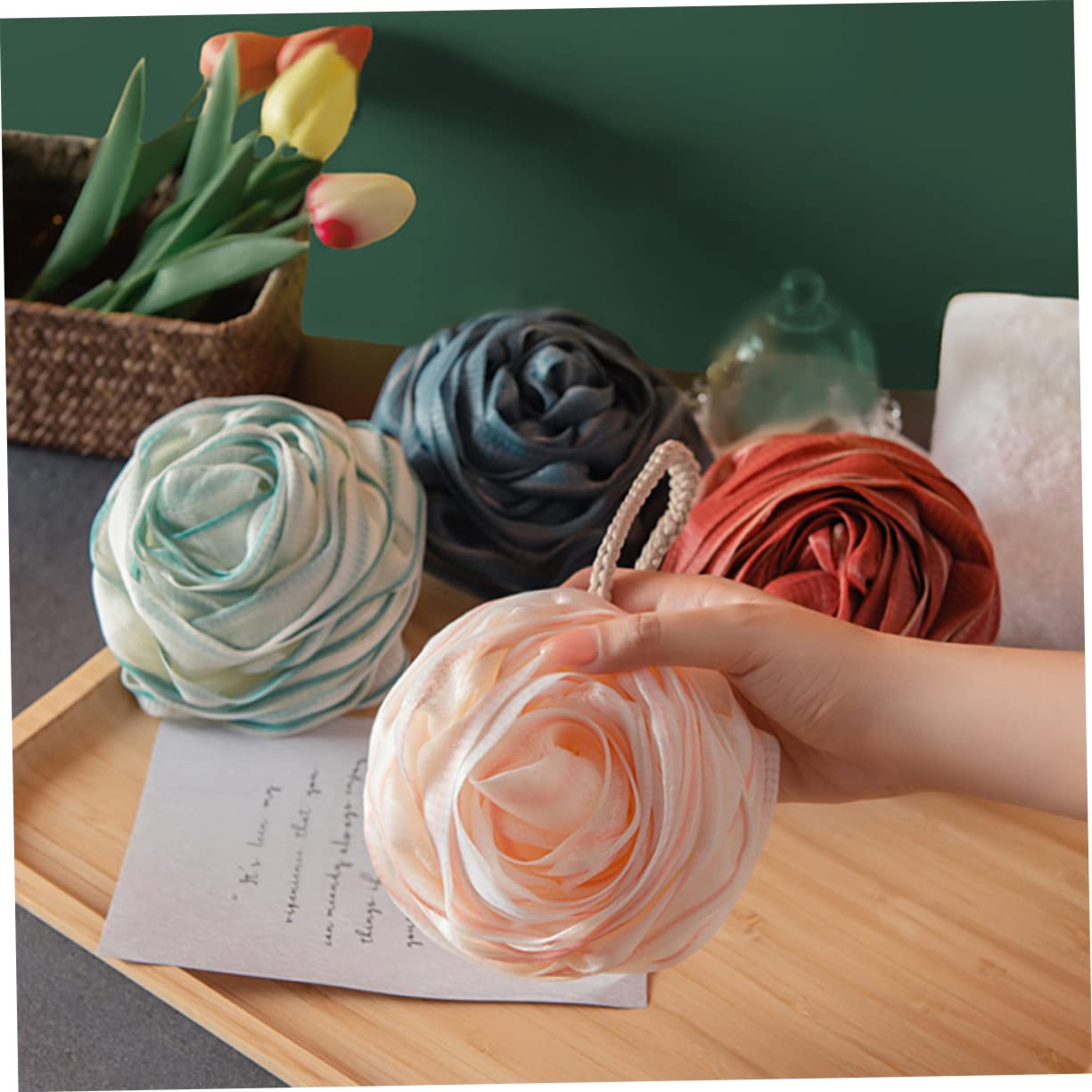 SHERCHPRY 4Pcs Colorful Shower Puff Reusable Bathing Balls with Mesh Nets for Gentle Exfoliation for Skin Cleansing Relaxation The Shower Bath