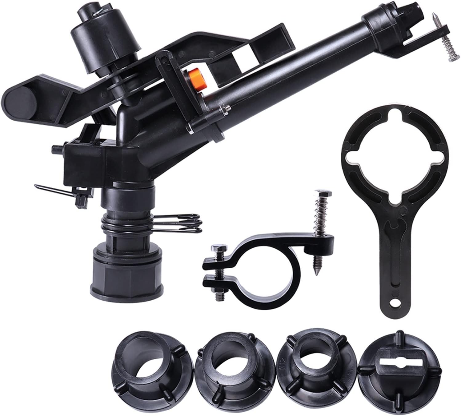 Gardening Irrigation Dripper Garden Irrigation 1.5 Inch Threaded Rotary Sprinkler Farm Rocker Nozzle 360° Adjustable Powerful Powerful Nozzle Lawn Agriculture