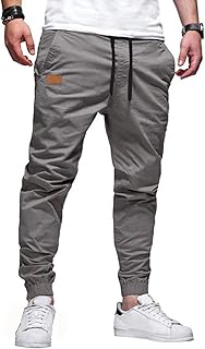 Mens Pants Joggers with Pockets Casual Sweatpants Pants Cotton Drawstring Chino Pants Twill Track Jogging Pant
