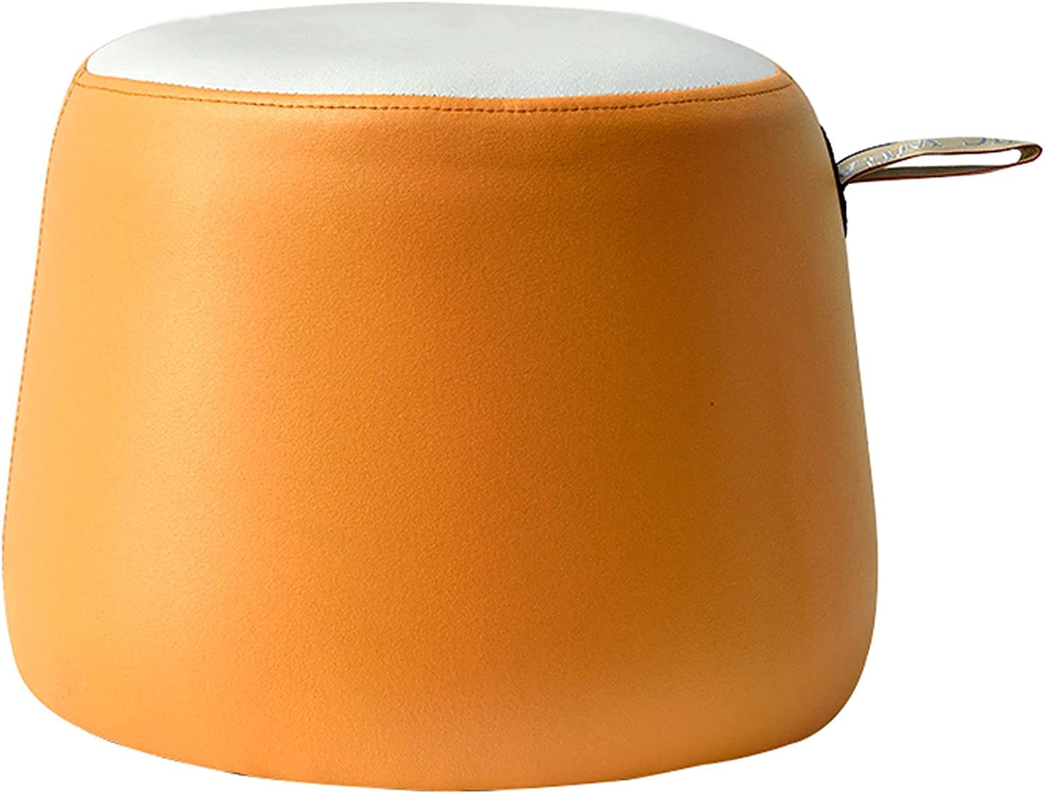 Tabouret de vanité créatif et empilable en cuir avec anneau de poignée pratique