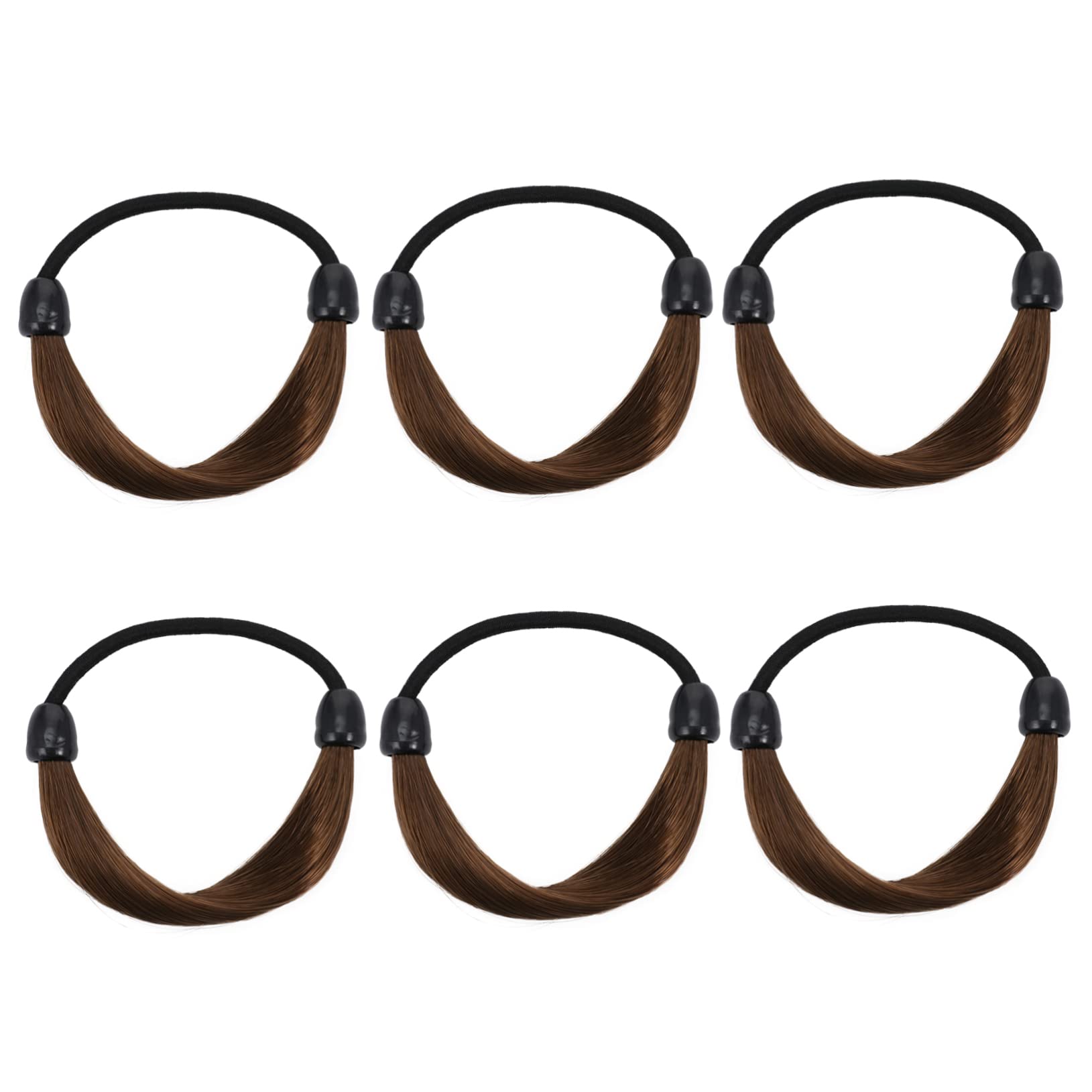 FRCOLOR 6Pcs Elastic Hair Bands Ponytail Holders Wig Hair Ties Scrunchie Set for Women Girls Accessories, Coffee