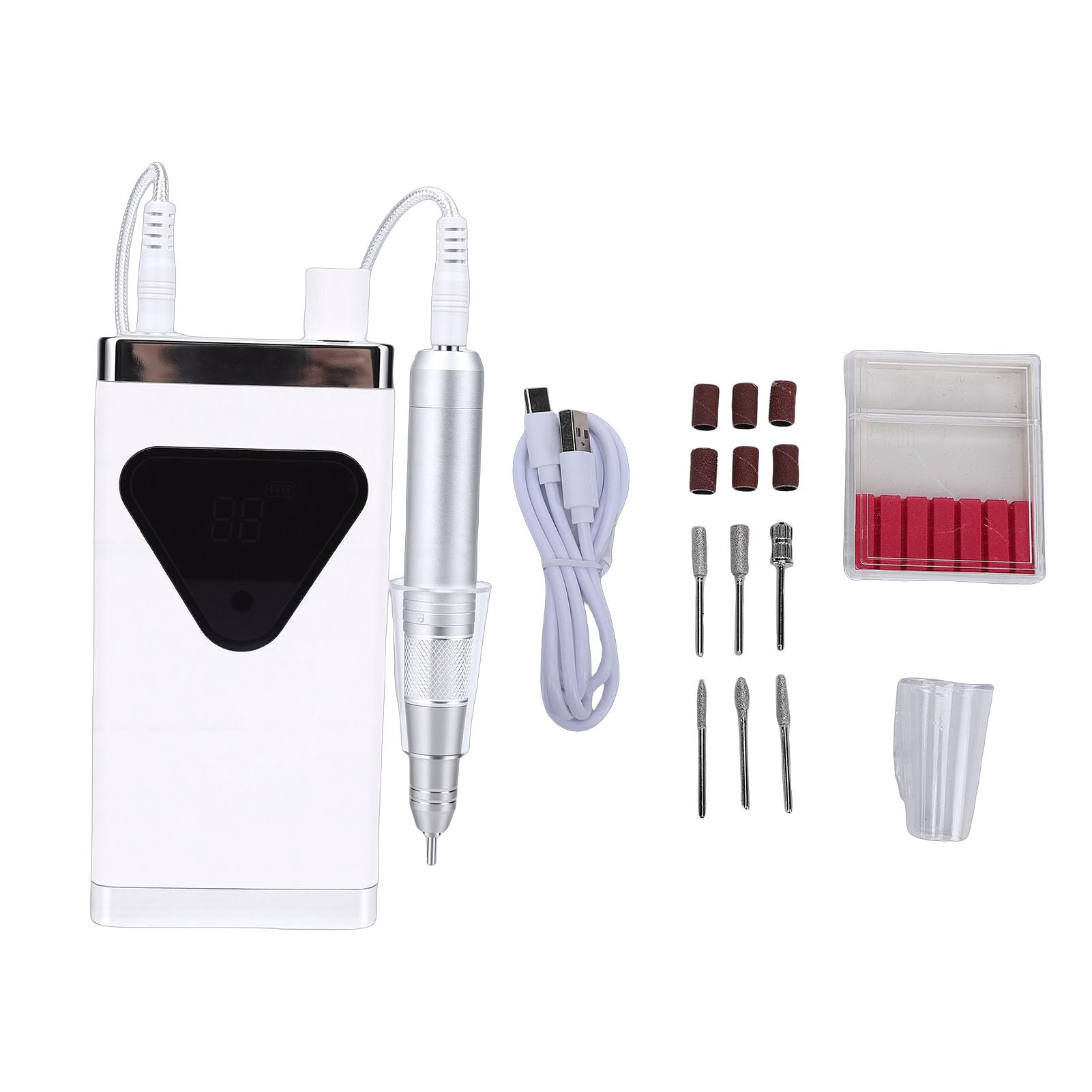 Pongnas [Smerigliatrice per Unghie] Trapano per Unghie Portatile Ricaricabile, Batteria a Lunga Durata, 45000 Giri/min (WHITE)