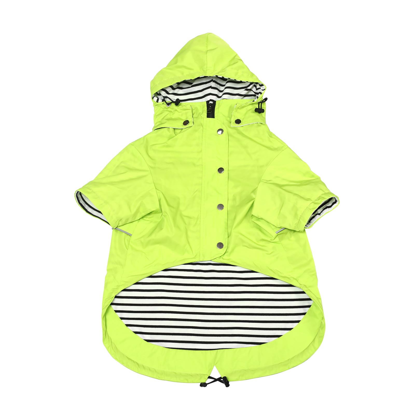 Morezi Dog Zip Up Raincoat with Reflective Buttons Rain/Water Resistant Adjustable Drawstring Removable Hood Raincoats with Legs 4kg to 36kg Available Light Green S