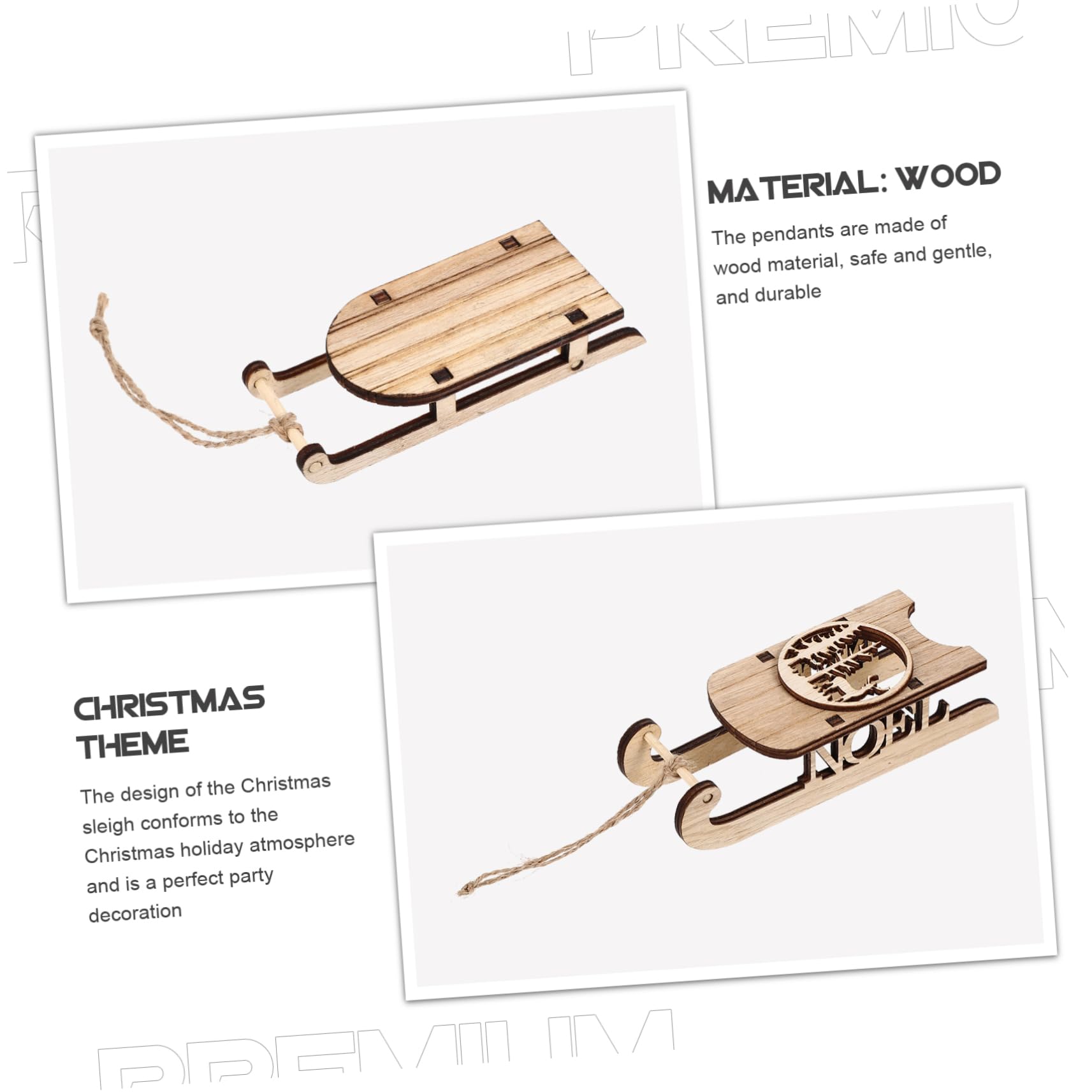 Lurrose Stk Holzschlitten Ornament Weihnachtsschlitten Wanddekoration Weihnachtsschmuck Geschenkdekorationen Weihnachtsbaum Hängende Verzierung Schlittenverzierung Weihnachtsdekoration