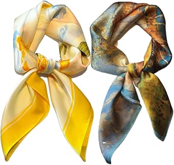 Silk Feeling Bandana Scarf for Women Head Hair Neck Satin Scarves Wraps 27.5" Handbag Accessories Western Scarves