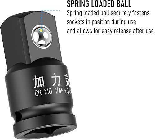 Miniatura 15 de Adaptador de enchufe de impacto y reductor de 1/2 pulgada (F) a 3/4 pulgadas (M) para llave de trinquete, hembra a macho, CR-MO, (mejorada, negro)