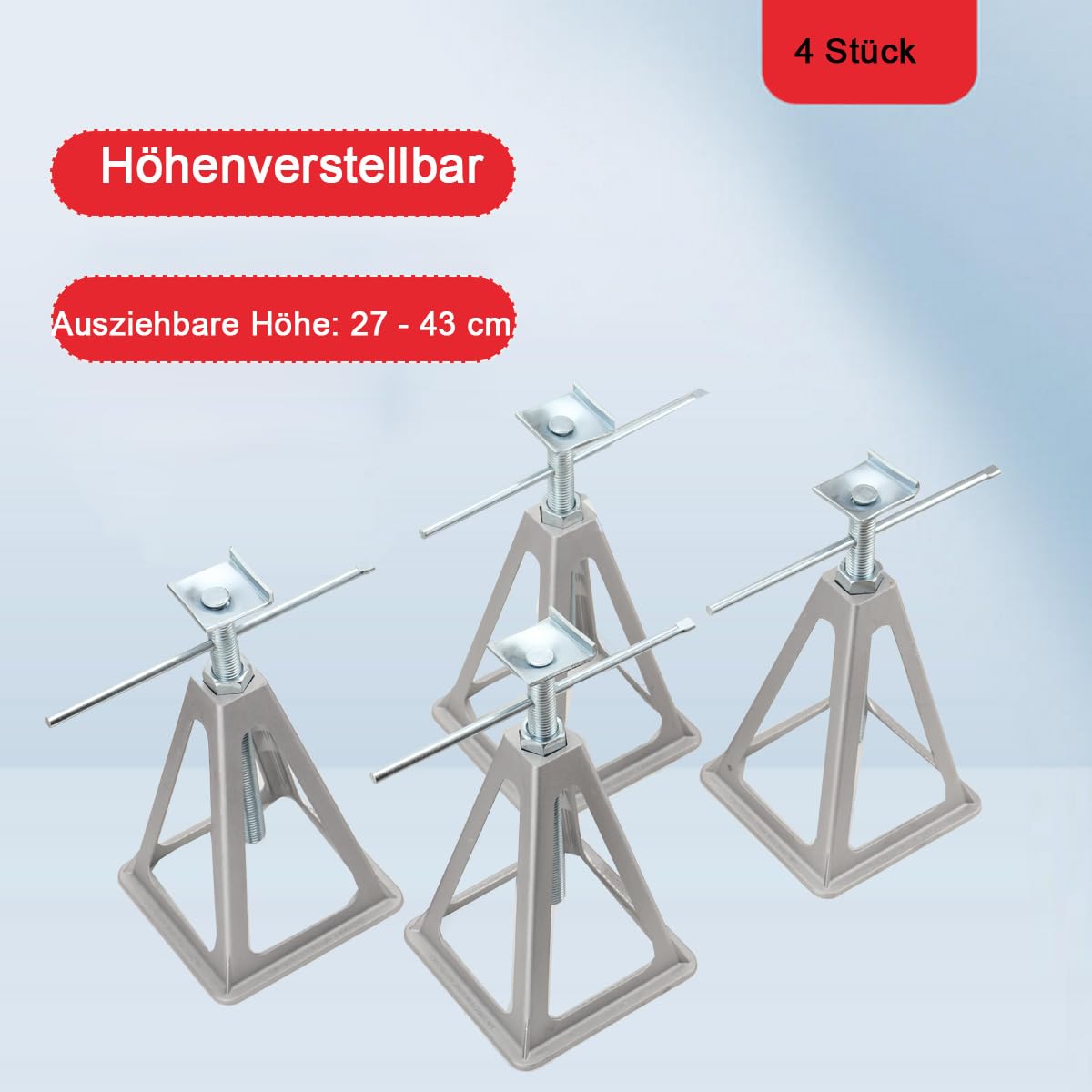 4 Stück Caravan Stützbock, 900kg Tragfähigkeit pro Unterstellbock 27-43cm Skalierbar