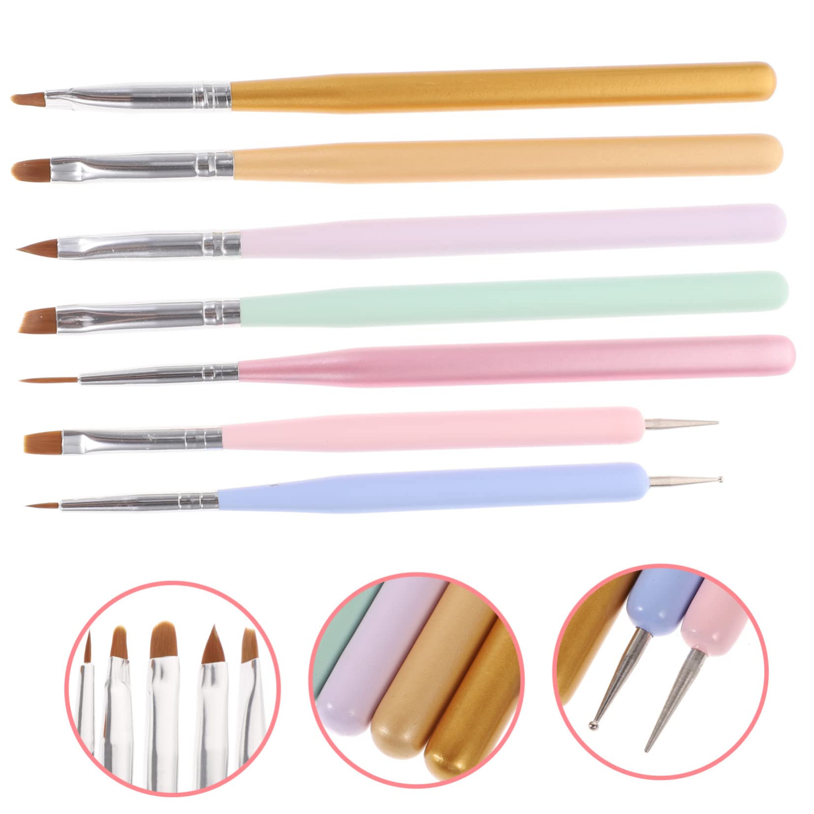 FRCOLOR Juego De 5 Pinceles Para Manicura Y Pedicura Para Salón De Uñas 7 Unidades X 5