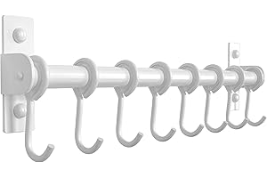 Dseap Kitchen Utensil Holder Hanger: Immaculate Wall Hooks in White for Culinary Efficiency