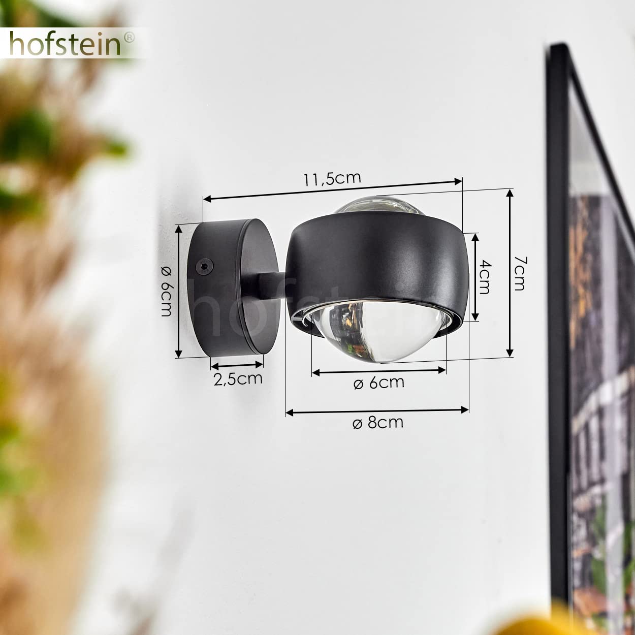 Wandleuchte Sapri, moderner Wandstrahler aus Metall in Schwarz und klaren Glas, 1-flammige Wandlampe mit Up & Down Lichteffekt, 1 x G9, ohne Leuchtmittel