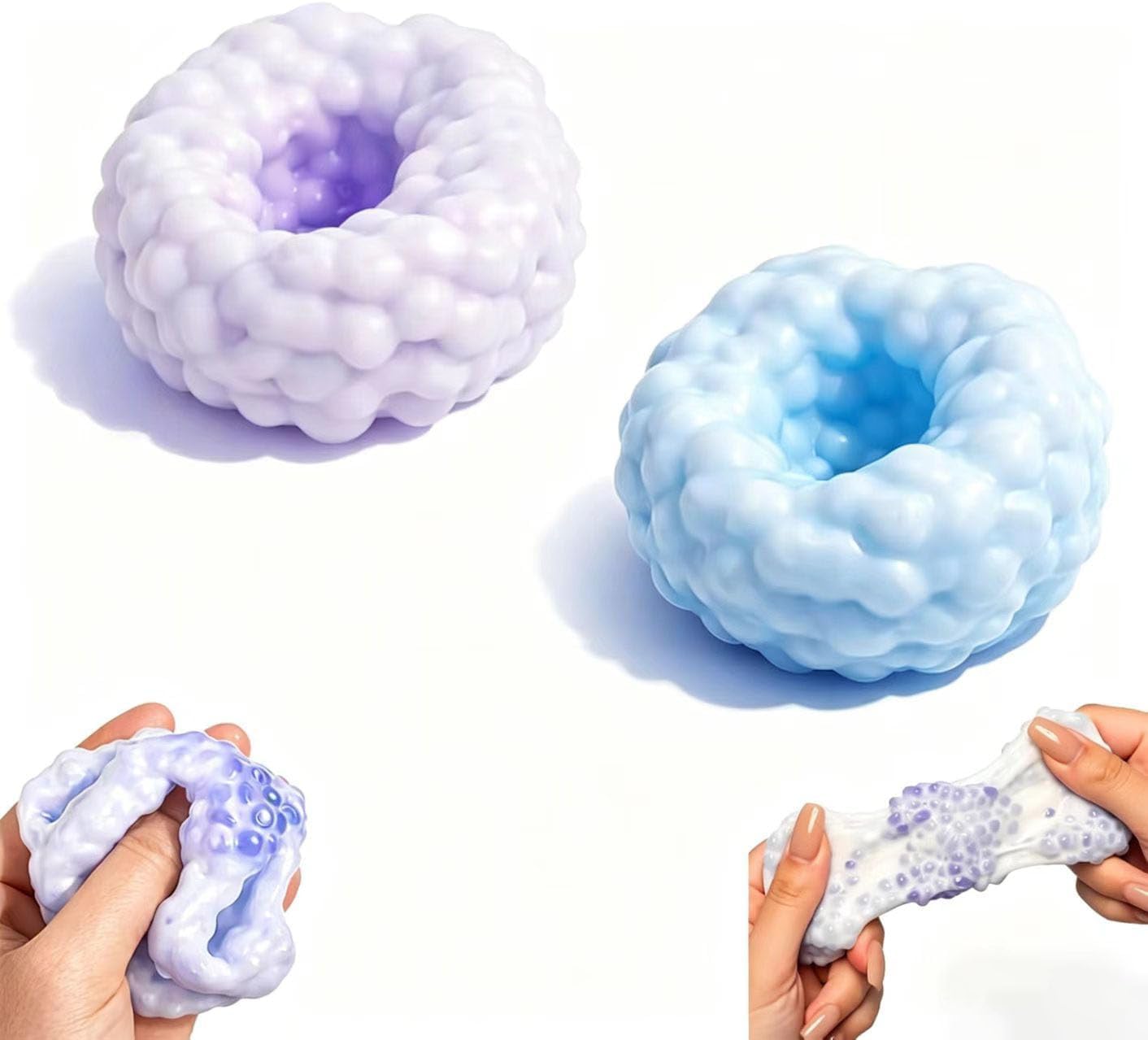 Crunchy Squishy Stress Ball, Sand Squishy Stress Relief Balls, Slow Rising Squishies Soft Balls for boys girls Adults Autism Special Needs Home School Office Stress Relief Focus Relaxin (bule purple)