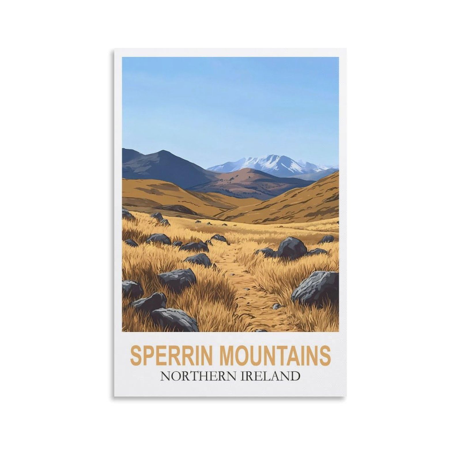 YMQWJYLW Sperrin Mountains Northern Ireland Vintage Travel Posters 08x12inch(20x30cm) Canvas Printing Home Decor Wall Art Prints
