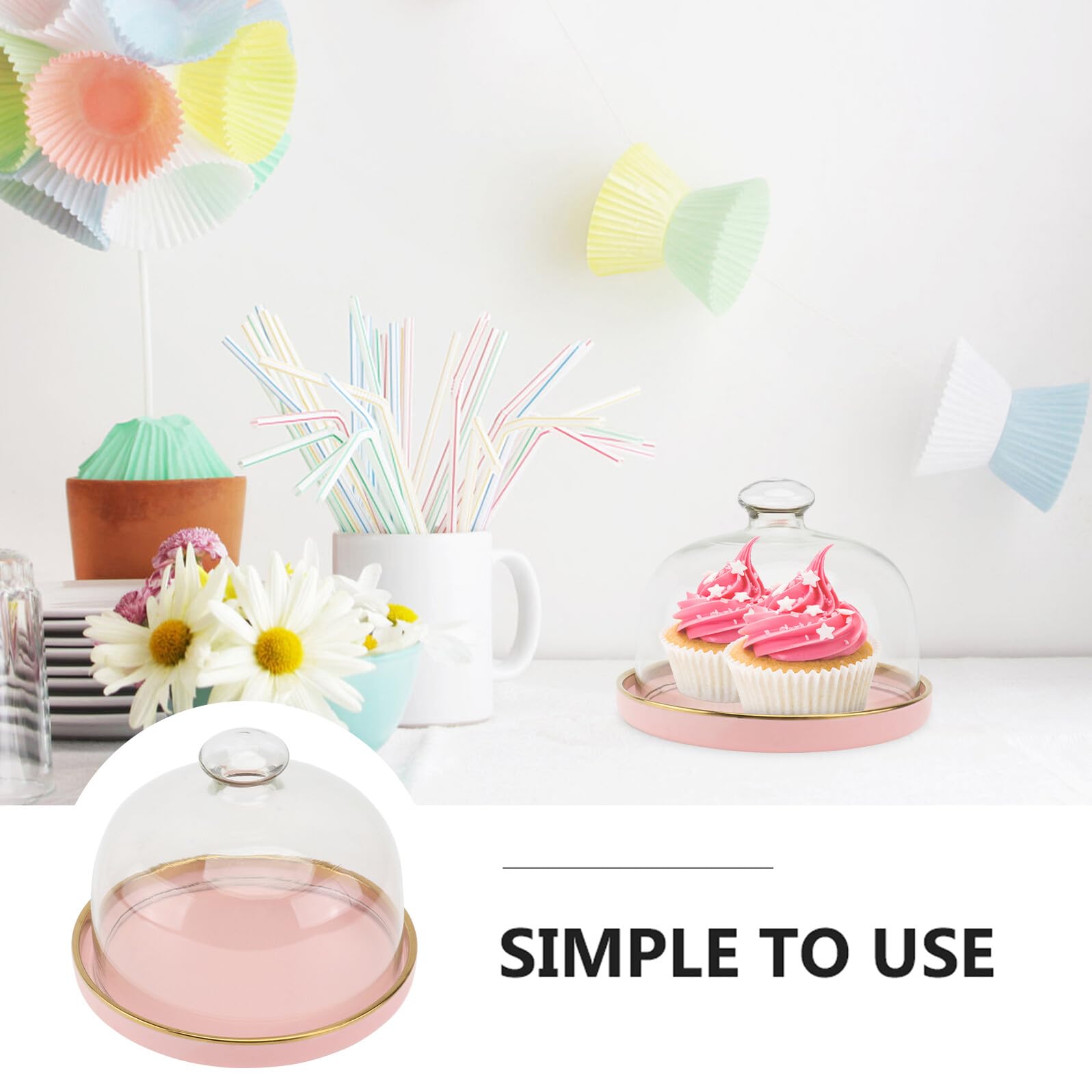 Couvercle Transparent pour Gâteau avec Plateau Ensemble de Couvercles Verre et Céramique pour Gâteaux et Snacks