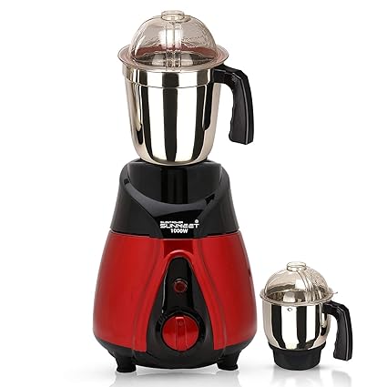 SilentPowerSunmeet NBTLBRSA21 1000-Watt Mixer Grinder with 2 Jars (1 Wet Jar and 1 Chutney Jar) - BlackRed.Make In India.