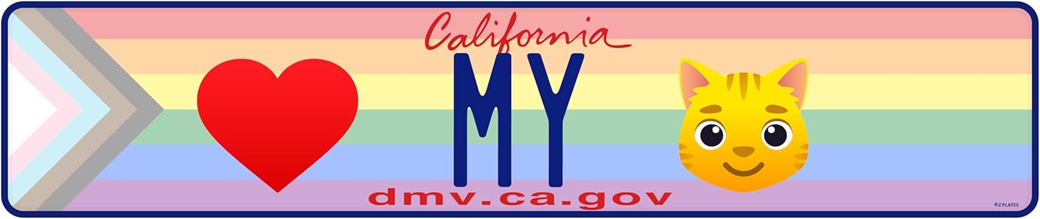Custom California Lipstick Euro-Style License Plate with Intersex or Progress Pride Flag