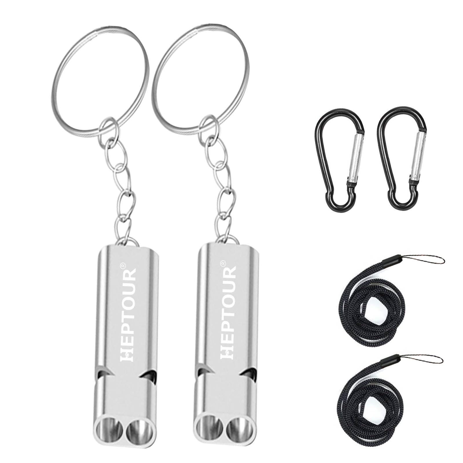 Emergency Whistles,Premium Safety Survival Whistle with Lanyard Keychain,High Pitch Double Tubes Coyote Whistle for Outdoor Hiking Camping Hunting Boating Rescue Signal Whistle Lifeguard