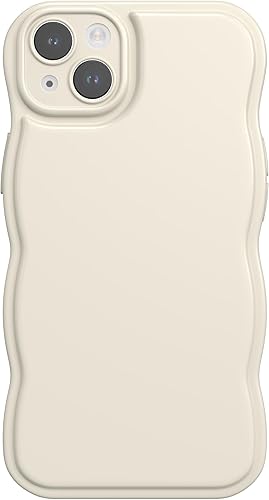 Miniatura 5 de FABSPARK Funda para iPhone 12, diseño de ondas simples, marco ondulado, de silicona suave, funda estética para iPhone 12, color beige