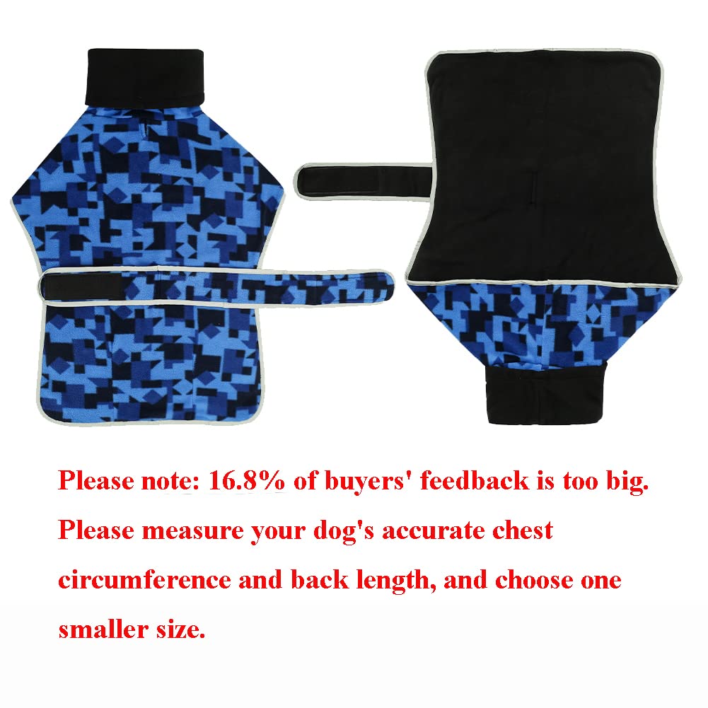 Winter Fleece Jumper for Whippet Greyhound Warm Fleece Lining and Adjustable Bands Blue, XXL - Image 3