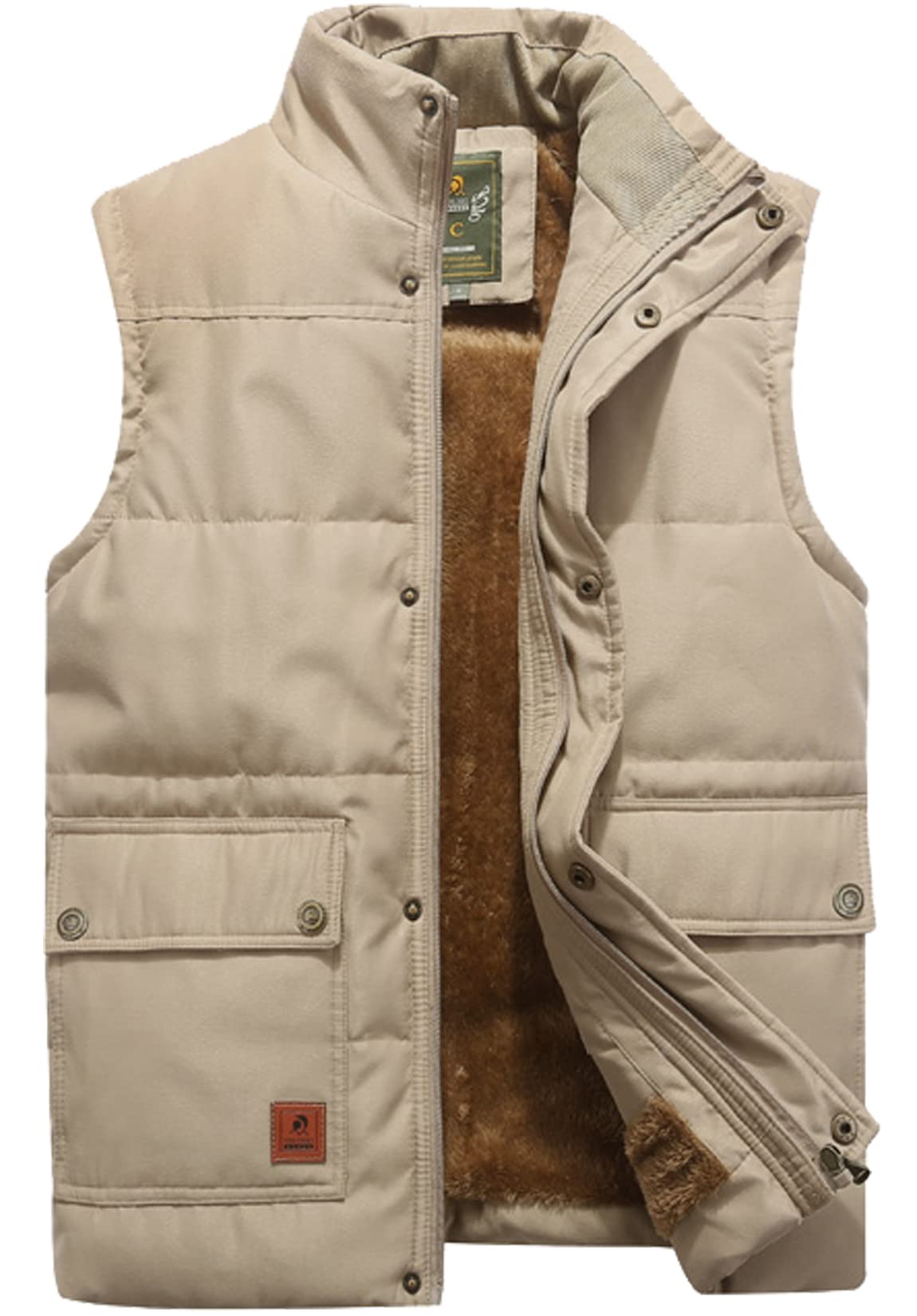 VtuAOL Men's Outerwear Vest for Men Winter Puffer Vests Fleece Lined Outdoor Warm Sleeveless Jackets