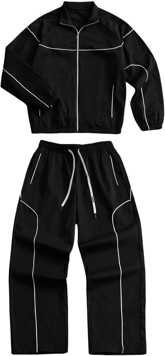 SOLY HUX Men's Tracksuit 2 Piece Workout Outfits Zip Up Long Sleeve Jacket and Pants Set Fall Clothes