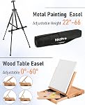 Nicpro 158PCS Deluxe Art Painting Kit with Metal and Solid Beech Wood Art Easel, Acrylic, Oil & Water Colour Paint Set, Paint Brushes, Canvas, Palette, Paper Pad, Professional Art Painting Supplies for Adults Artist