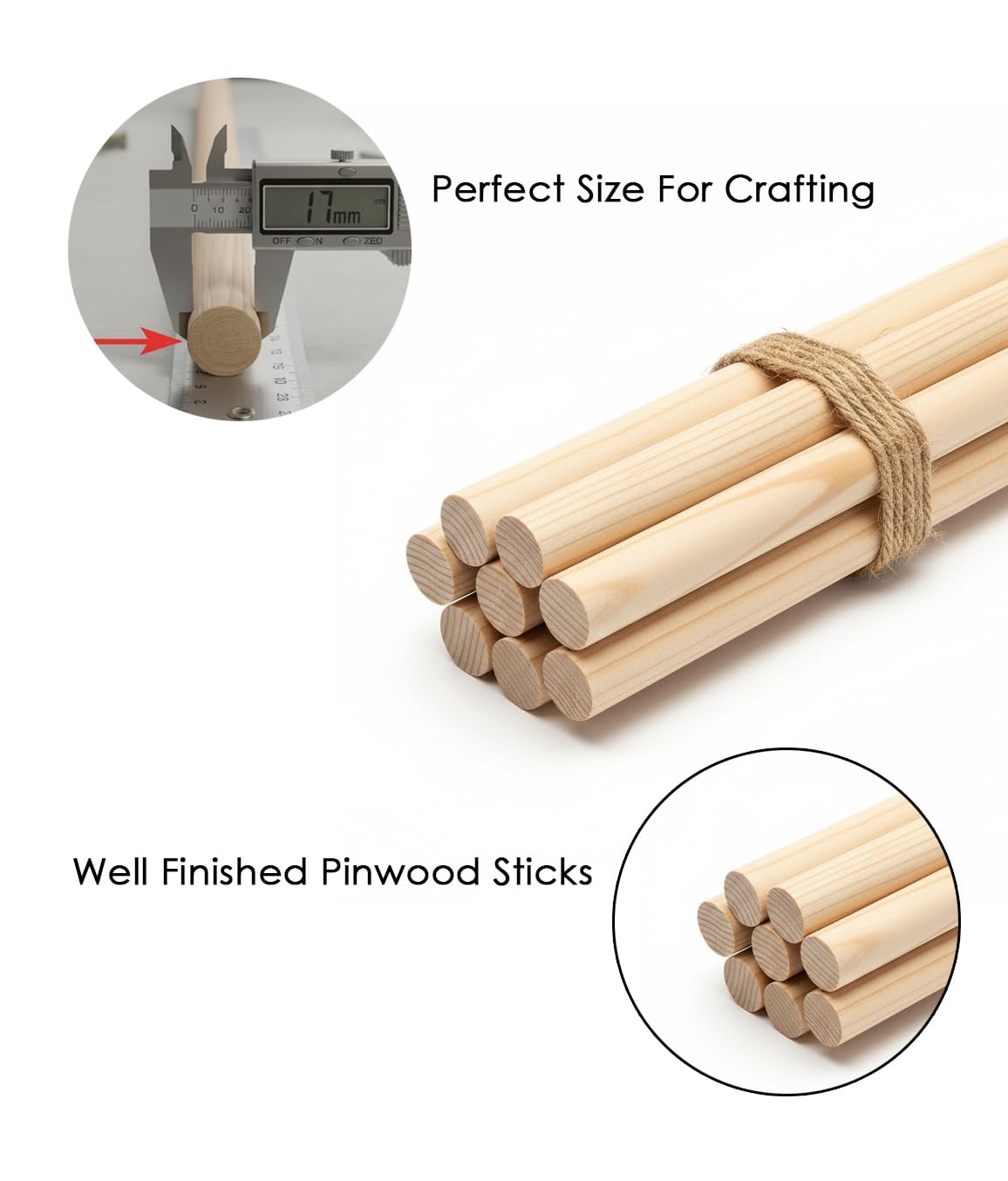 Artify Wooden Dowel Rods - 30 Inch, 5 Pack -3