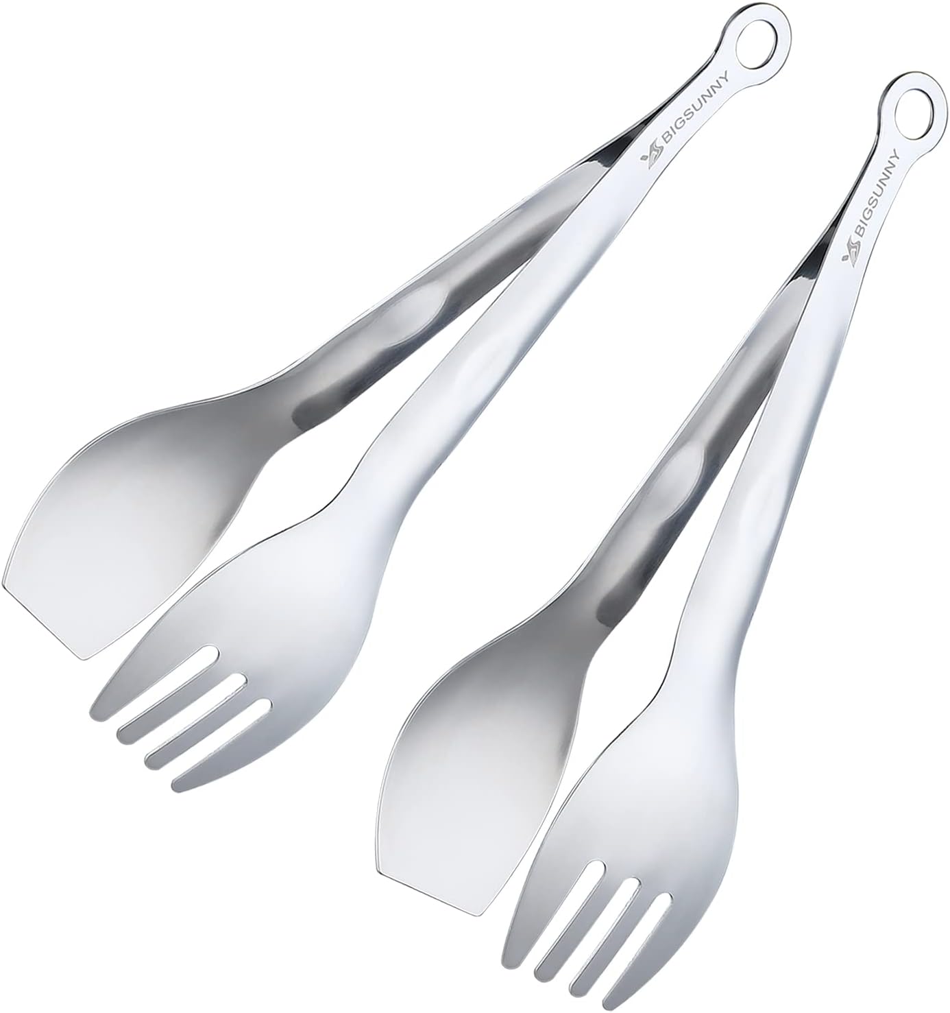 9 Inch Serving Tongs, Stainless Steel Metal Tongs for Cooking, Barbecue, Grilling, Buffet - Set of 2, Silver