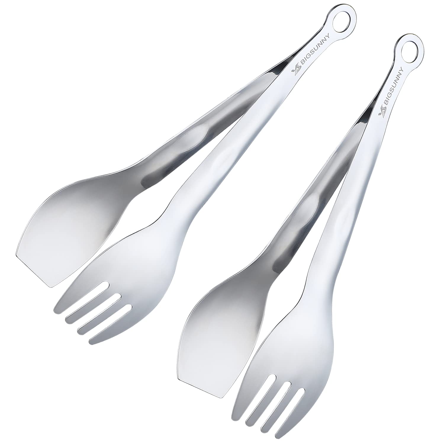 MSY BIGSUNNY 9 Inch Serving Tongs, Stainless Steel Metal Tongs for Cooking, Barbecue, Grilling, Buffet - Set of 2, Silver