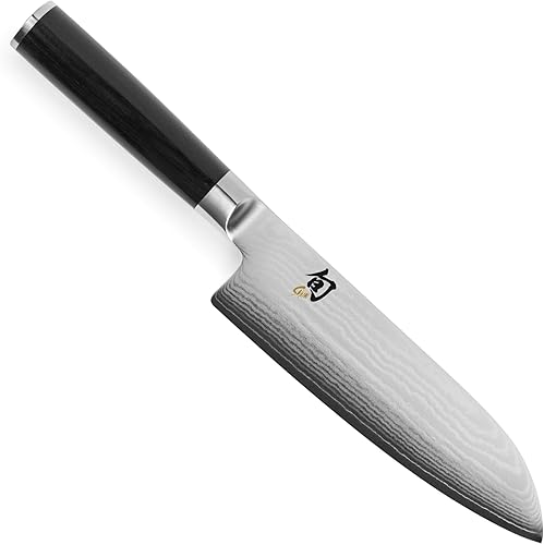 Miniatura 9 de Shun Cuchillo Santoku clásico rubio de 5.5 pulgadas, cuchillo japonés multiusos hecho a mano, núcleo VG-MAX con revestimiento de acero inoxidable de