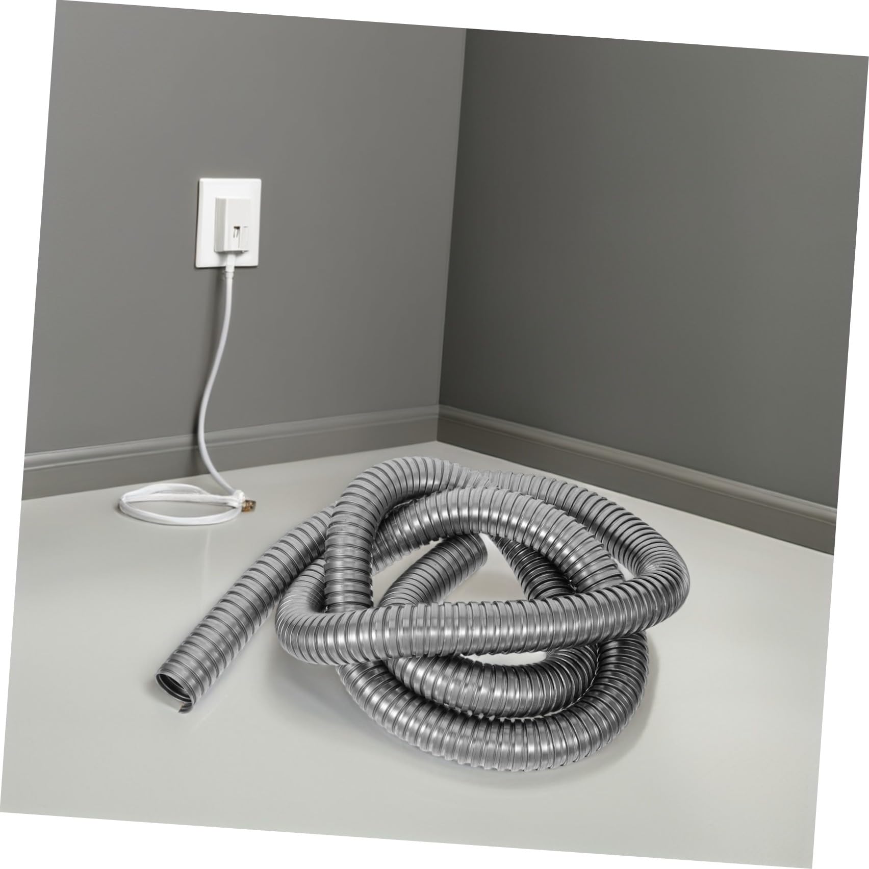 Healeved Tubo Flessibile Corrugato in Acciaio Inossidabile 304 da 38mm, Guaina di Protezione per Cavi Elettrici da Esterno e Garage, Tubo Protettivo Resistente alle Intemperie, 3 Metri