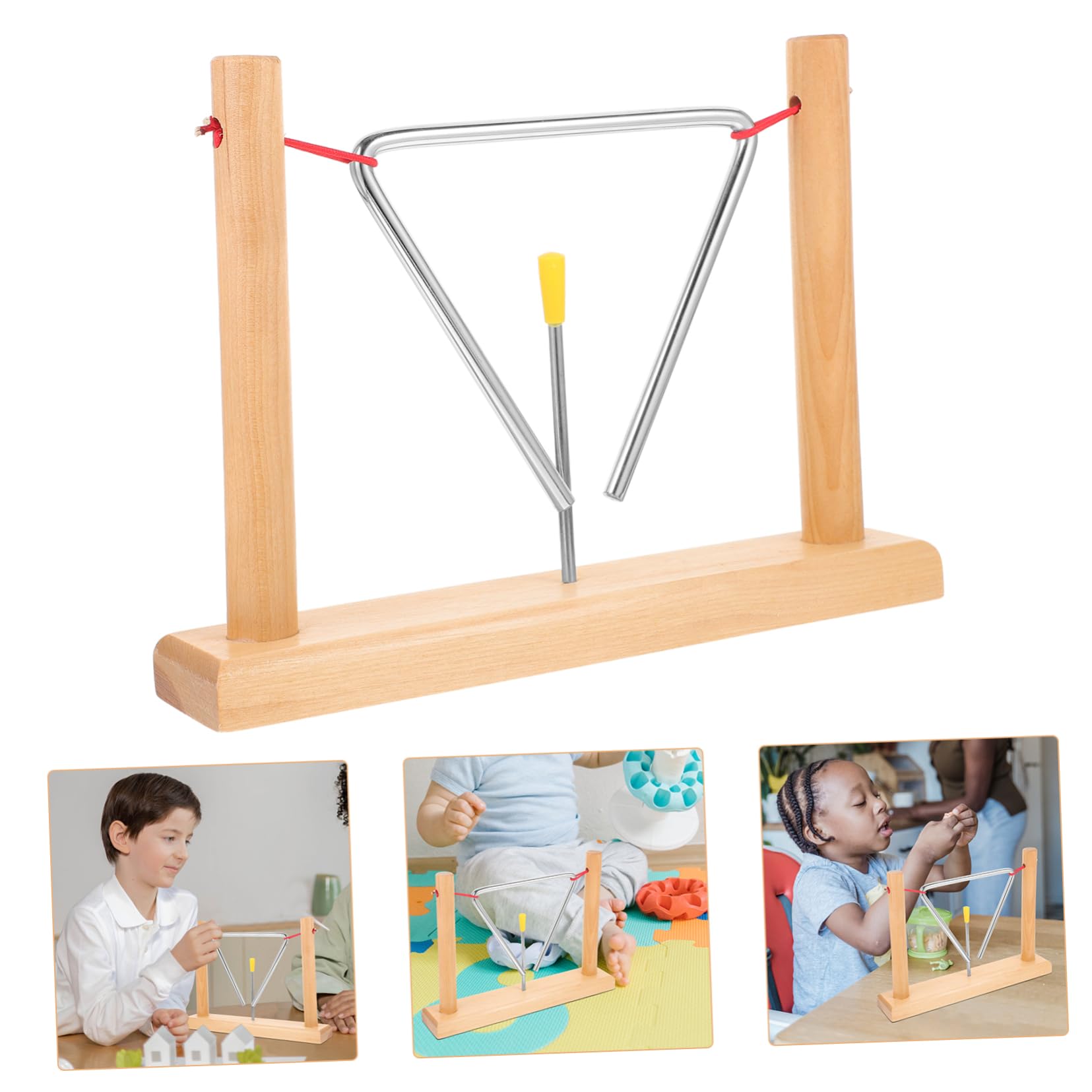 Instrument Triangle Musical Support Bois Lot de 2 sets de sets de Pièces | Baguettes Fournies, Bords Arrondis, Son Clair et Résonnant, Garçon et Filles et Débutants, Usage D’Apprentissage