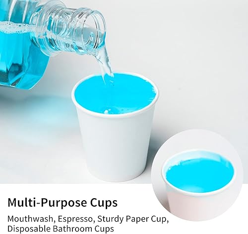 Miniatura 8 de METAPRINT Paquete de 600 vasos de papel pequeños de 3 onzas, vasos desechables para enjuague bucal para baño, tazas de espresso, ideales para