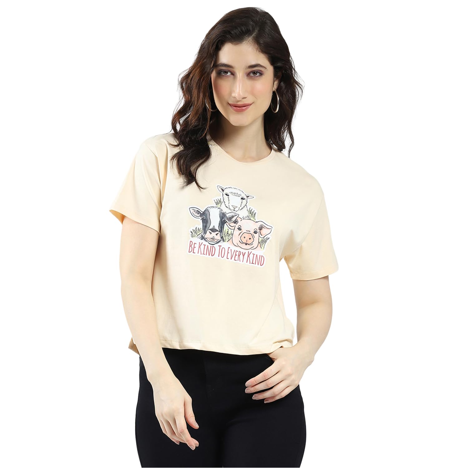 monte carlo Women's Printed Round Neck Oversized Top | Half Sleeve Casual Wear | Stylish & Comfortable | Everyday Top Wear for Women-picture-18