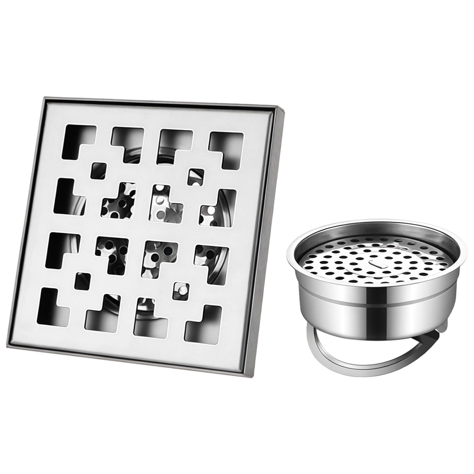Égouttoir de sol carré 15x15 cm en acier inoxydable 304 pour évacuation de balcon