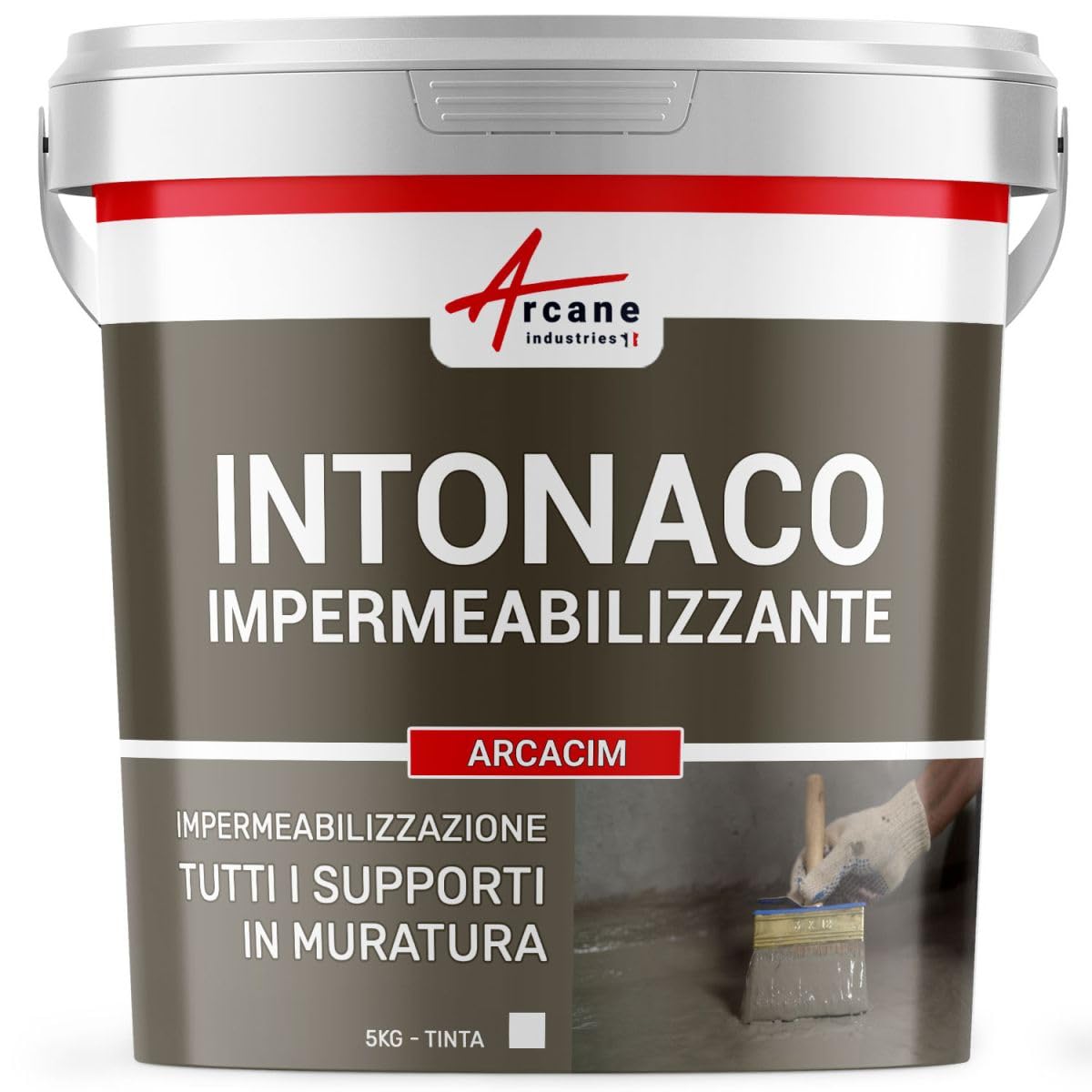 Intonaco Impermeabilizzante Idrorepellente Cemento, Muratura 5 kg Bianco
