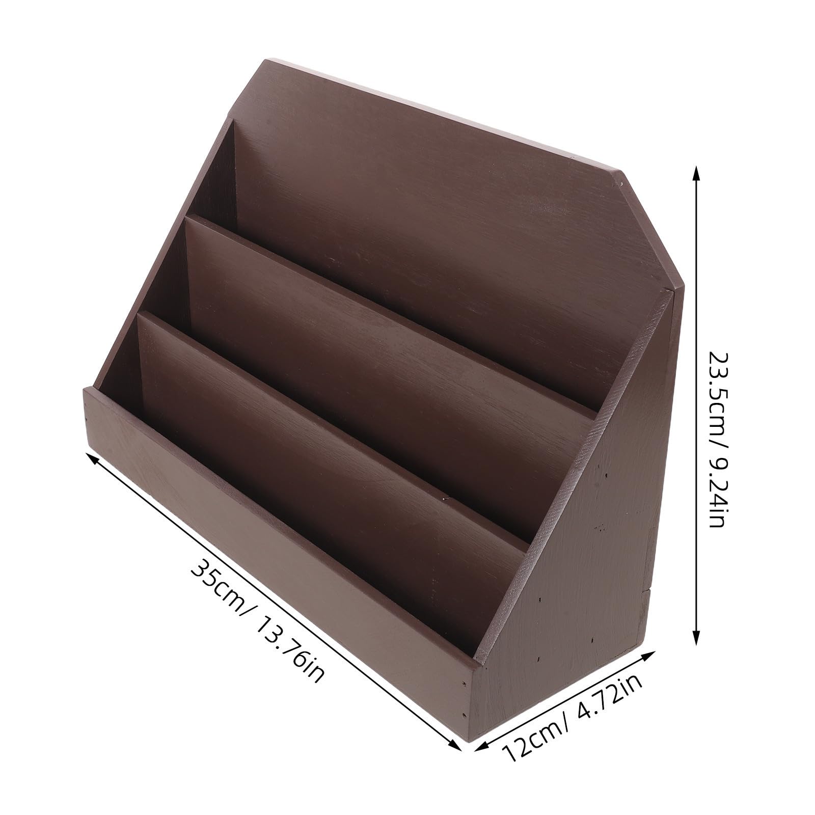 Abaodam Tarjetero de Mesa de Madera Café, Soporte Vertical de 3 Niveles | Tarjetas de Visita y Negocio, Diseño Divisor Multinivel, Formato Compacto para Escritorio y Oficina