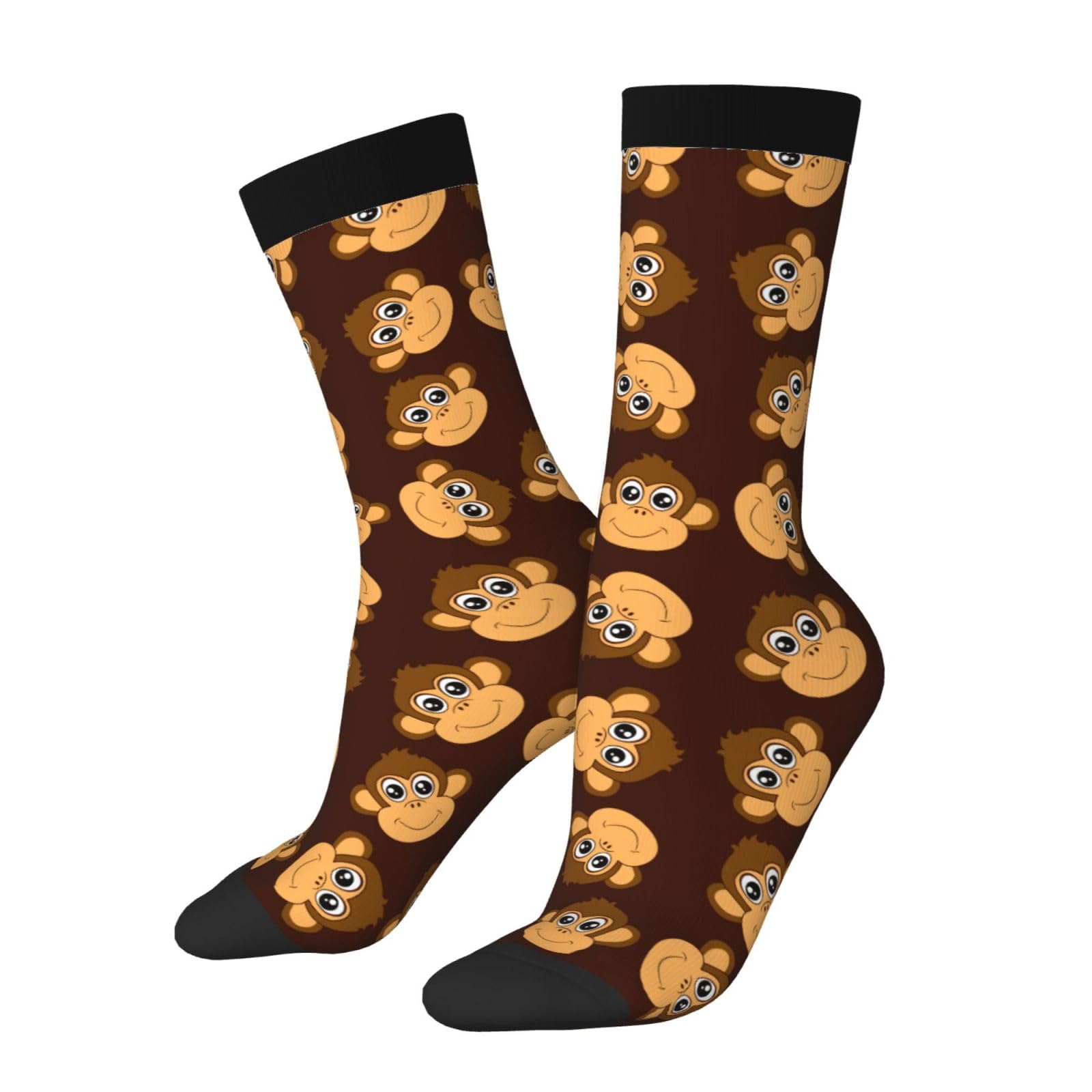 Czzyh Unisex 2 Black-1 Comfortable Lightweight Womens And Mens Socks, Funny Cartoon Monkey Socks