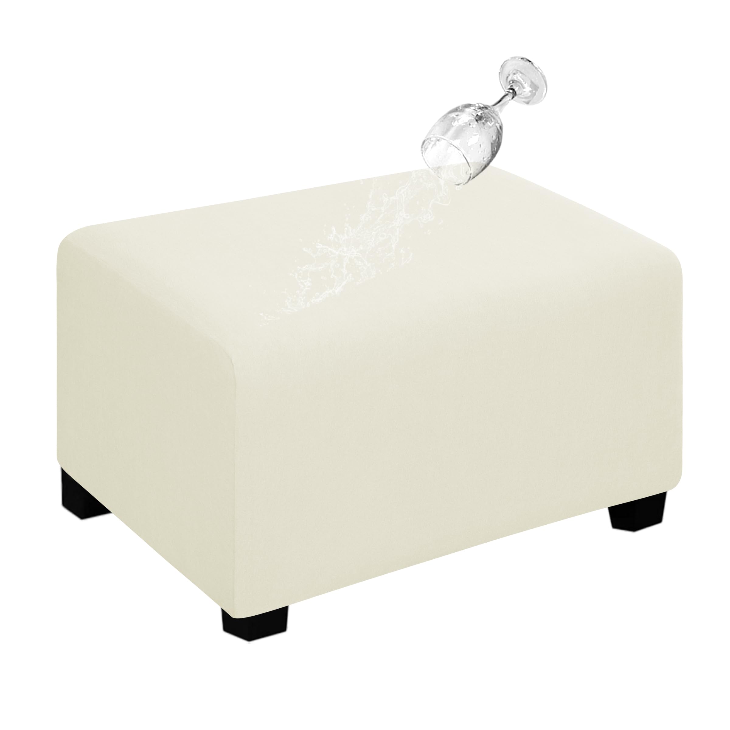 Easy-Going Waterproof Stretch Large Rectangle Ottoman Cover Footstool