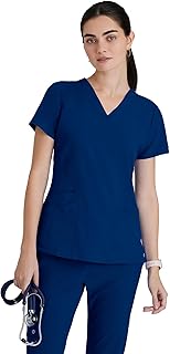 BARCO ONE Women's Pulse Scrub Top, Sporty V-Neck Medical Top w/ 4-Way Stretch & 5 Pockets