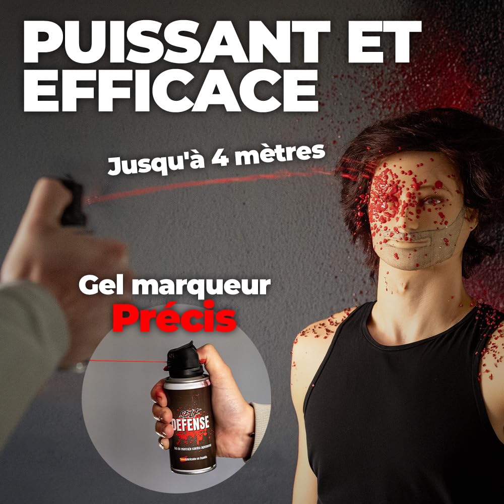 Self Defense Bombe Défense Format Spécial XXL 150 ML - Gel Marqueur Anti Agression Sécurité Plus Puissant Efficace Longue Durée Maximum Rendement, Spray Marquage Délinquants 100% Légale en France