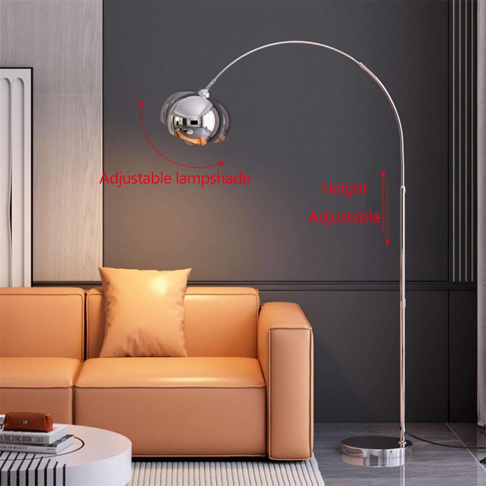 Standardowe lampy do salonu 71 "3 Temperatury Kolor marmurowa podstawa nowoczesna lampa podłogowa lampa łukowa do salonu z regulowanym kloszem do sypialni lampy