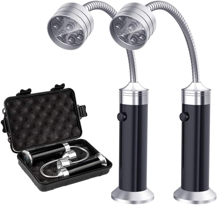 Angju Barbecue Grill Light Magnetic Base Super-Bright LED BBQ Lights - 360 Degree Flexible Gooseneck, Weather Resistant, Batteries No-Included - Pack of 2