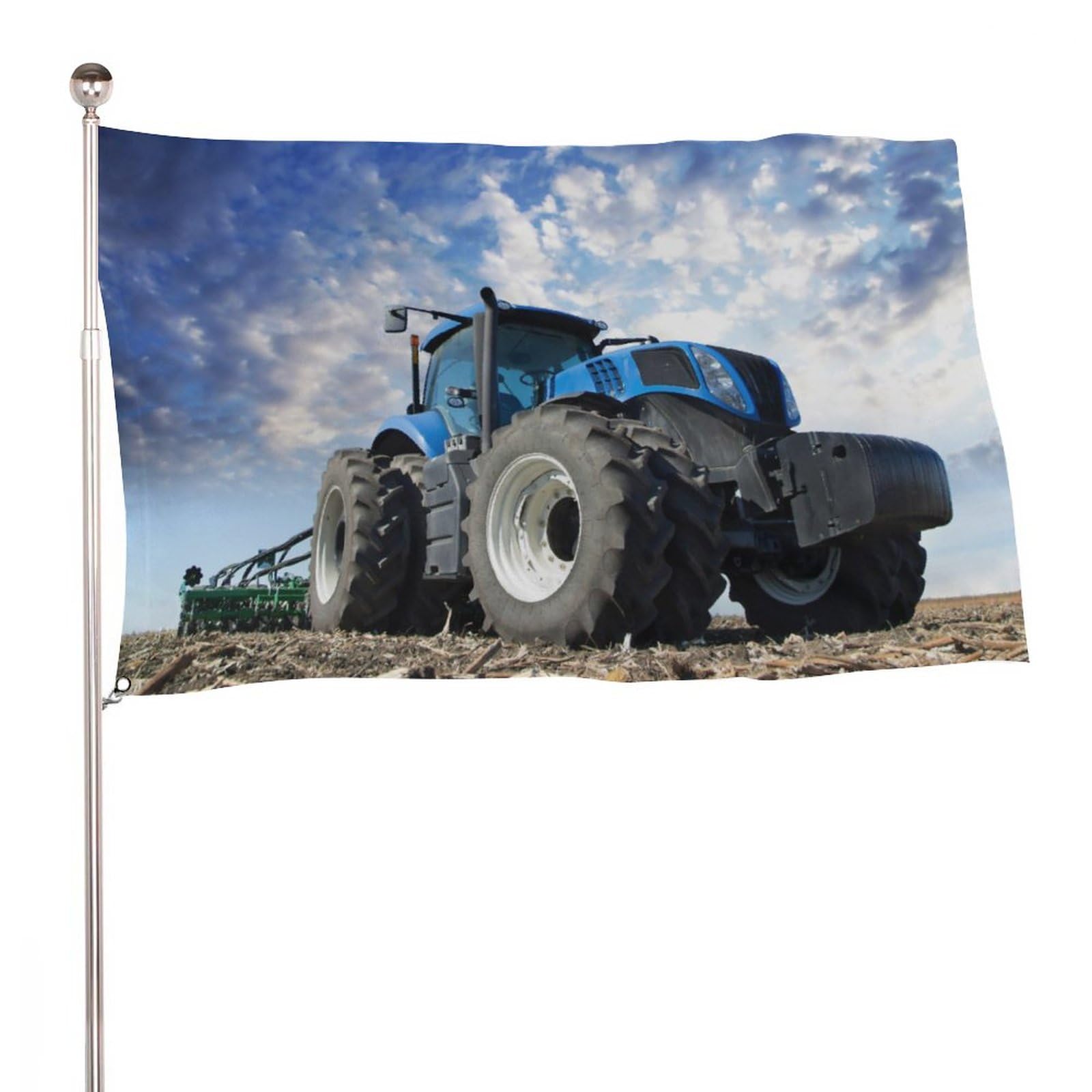 Decorative Garden Flag Yard Banner, Tractor Huge Wheels Onfield Print, Welcome Yard Flag Lawn Hanging Decor 3 X 5 ft [90X150 cm]