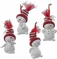 Snow Man -  90s Vintage Set of 7 Snowman Christmas Ornaments Cute